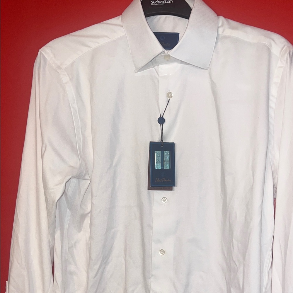 David Donahue BRAND NEW Crisp White Dress Shirt